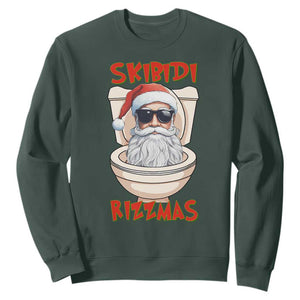 Funny Skibidi Rizzmas Santa Toilet Meme Sweatshirt TS09 Dark Forest Green Print Your Wear