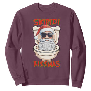 Funny Skibidi Rizzmas Santa Toilet Meme Sweatshirt TS09 Maroon Print Your Wear