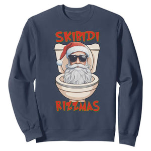 Funny Skibidi Rizzmas Santa Toilet Meme Sweatshirt TS09 Navy Print Your Wear