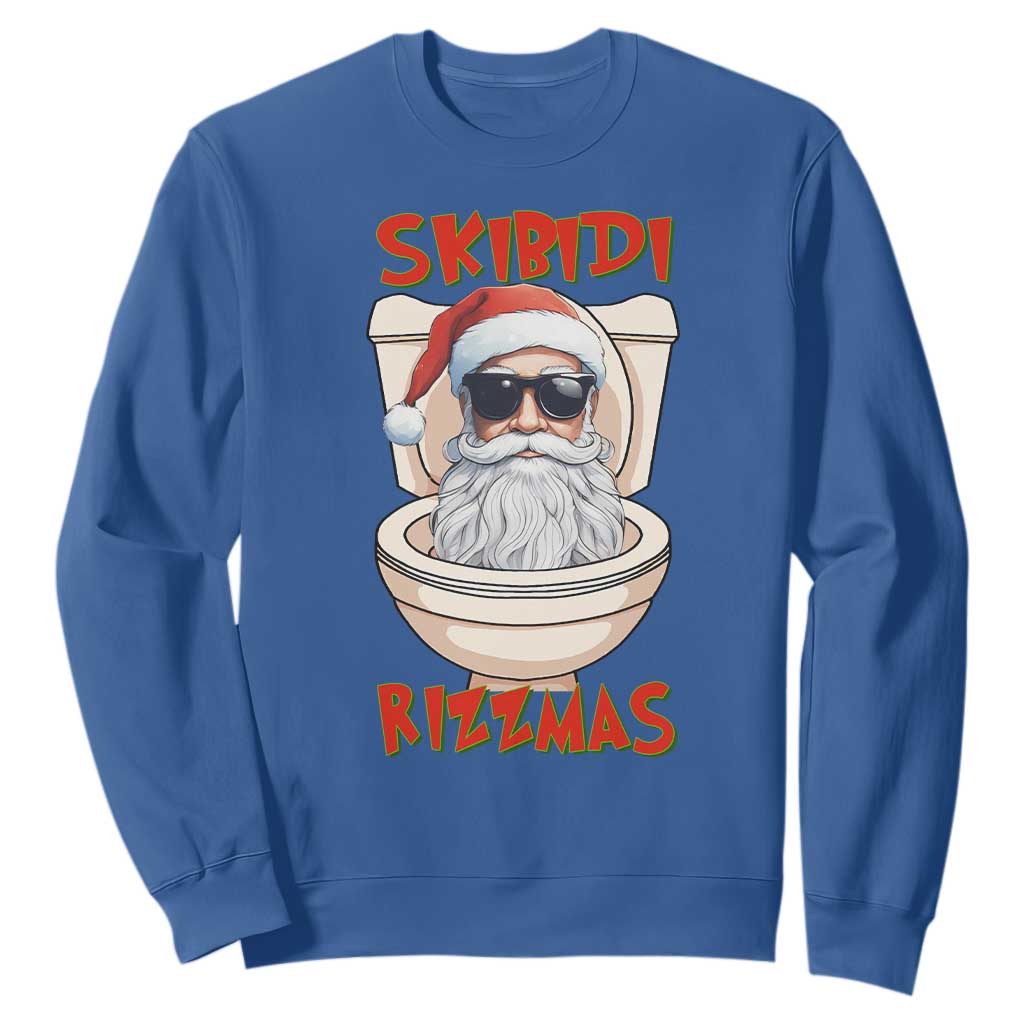 Funny Skibidi Rizzmas Santa Toilet Meme Sweatshirt TS09 Royal Blue Print Your Wear