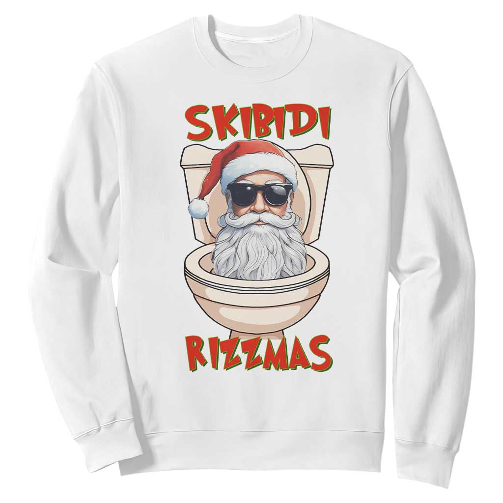 Funny Skibidi Rizzmas Santa Toilet Meme Sweatshirt TS09 White Print Your Wear
