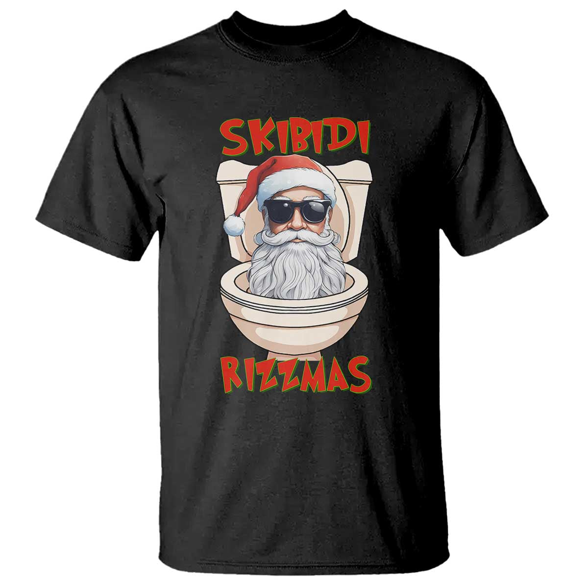 Funny Skibidi Rizzmas Santa Toilet Meme T Shirt TS09 Black Print Your Wear