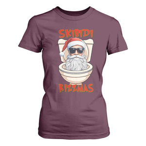 Funny Skibidi Rizzmas Santa Toilet Meme T Shirt For Women TS09 Maroon Print Your Wear