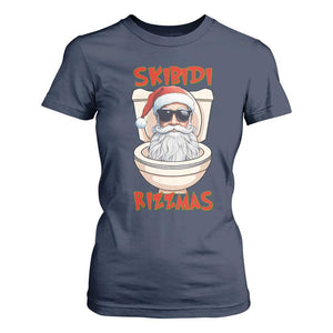 Funny Skibidi Rizzmas Santa Toilet Meme T Shirt For Women TS09 Navy Print Your Wear