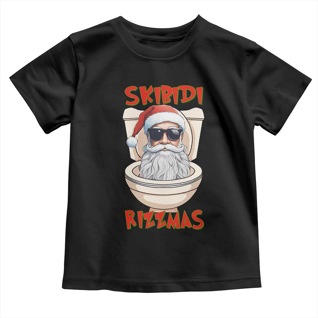 Funny Skibidi Rizzmas Santa Toilet Meme Toddler T Shirt TS09 Black Print Your Wear