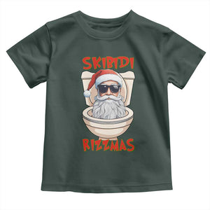 Funny Skibidi Rizzmas Santa Toilet Meme Toddler T Shirt TS09 Dark Forest Green Print Your Wear