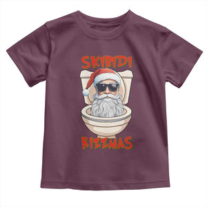 Funny Skibidi Rizzmas Santa Toilet Meme Toddler T Shirt TS09 Maroon Print Your Wear