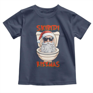 Funny Skibidi Rizzmas Santa Toilet Meme Toddler T Shirt TS09 Navy Print Your Wear