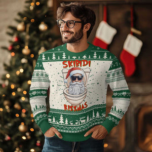 Funny Skibidi Rizzmas Santa Toilet Meme Ugly Christmas Sweater TS09 Green Print Your Wear