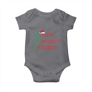 Funny Xmas Baby Onesie Nice Naughty Skibidi TS09 Charcoal Print Your Wear