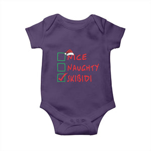 Funny Xmas Baby Onesie Nice Naughty Skibidi TS09 Purple Print Your Wear