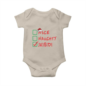 Funny Xmas Baby Onesie Nice Naughty Skibidi TS09 Sand Print Your Wear