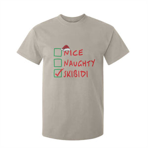 Funny Xmas T Shirt For Kid Nice Naughty Skibidi TS09 Sand Print Your Wear