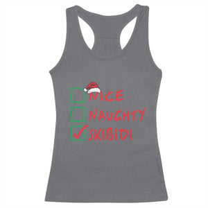 Funny Xmas Racerback Tank Top Nice Naughty Skibidi TS09 Charcoal Print Your Wear