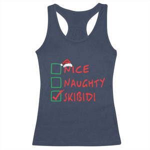 Funny Xmas Racerback Tank Top Nice Naughty Skibidi TS09 Navy Print Your Wear