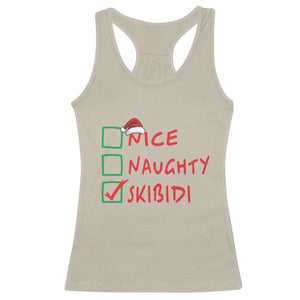 Funny Xmas Racerback Tank Top Nice Naughty Skibidi TS09 Sand Print Your Wear