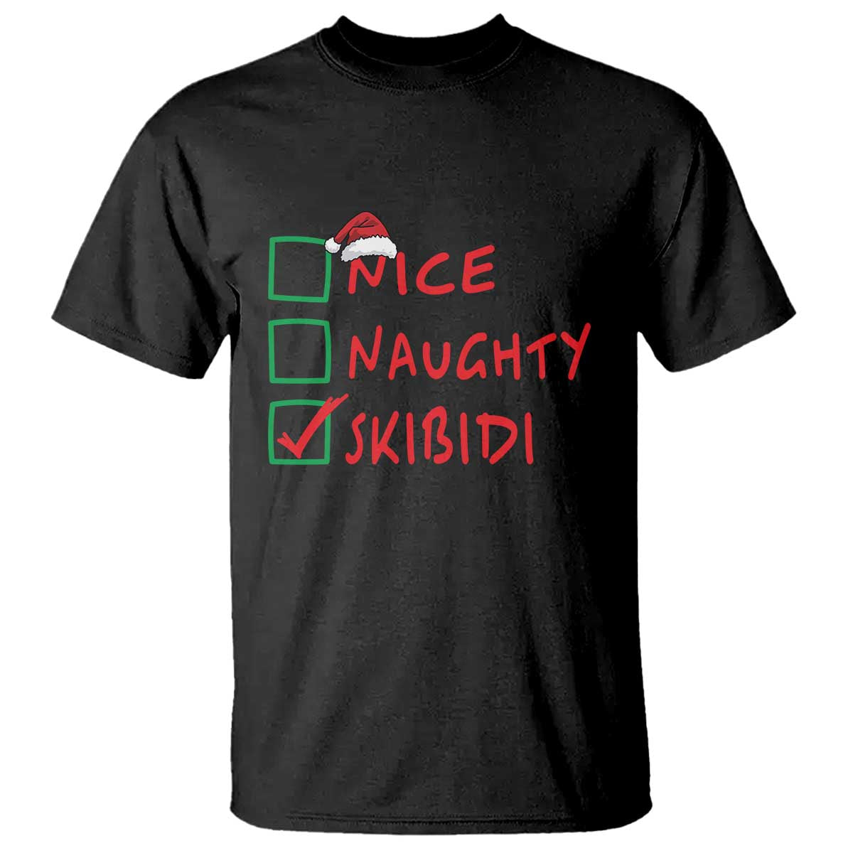 Funny Xmas T Shirt Nice Naughty Skibidi TS09 Black Print Your Wear