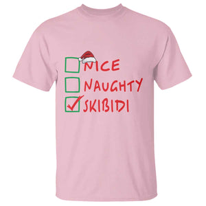 Funny Xmas T Shirt Nice Naughty Skibidi TS09 Light Pink Print Your Wear