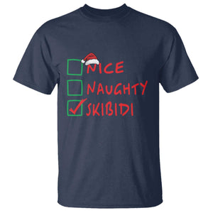 Funny Xmas T Shirt Nice Naughty Skibidi TS09 Navy Print Your Wear