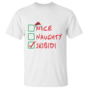 Funny Xmas T Shirt Nice Naughty Skibidi TS09 White Print Your Wear