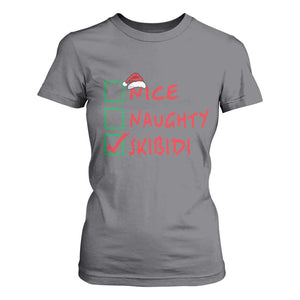 Funny Xmas T Shirt For Women Nice Naughty Skibidi TS09 Charcoal Print Your Wear