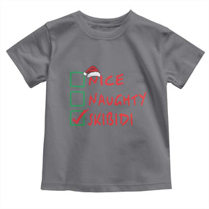 Funny Xmas Toddler T Shirt Nice Naughty Skibidi TS09 Charcoal Print Your Wear