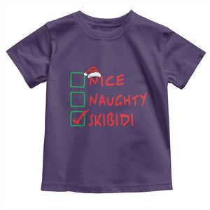 Funny Xmas Toddler T Shirt Nice Naughty Skibidi TS09 Purple Print Your Wear