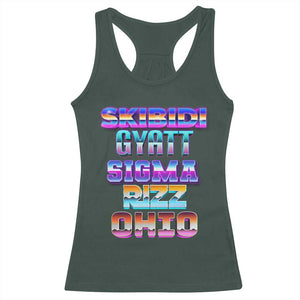 Skibidi Gyatt Sigma Rizz Ohio Racerback Tank Top TS09 Dark Forest Green Print Your Wear