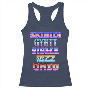 Skibidi Gyatt Sigma Rizz Ohio Racerback Tank Top TS09 Navy Print Your Wear