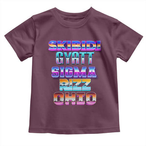 Skibidi Gyatt Sigma Rizz Ohio Toddler T Shirt TS09 Maroon Print Your Wear