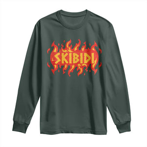 Funny Skibidi Long Sleeve Shirt TS09 Dark Forest Green Print Your Wear