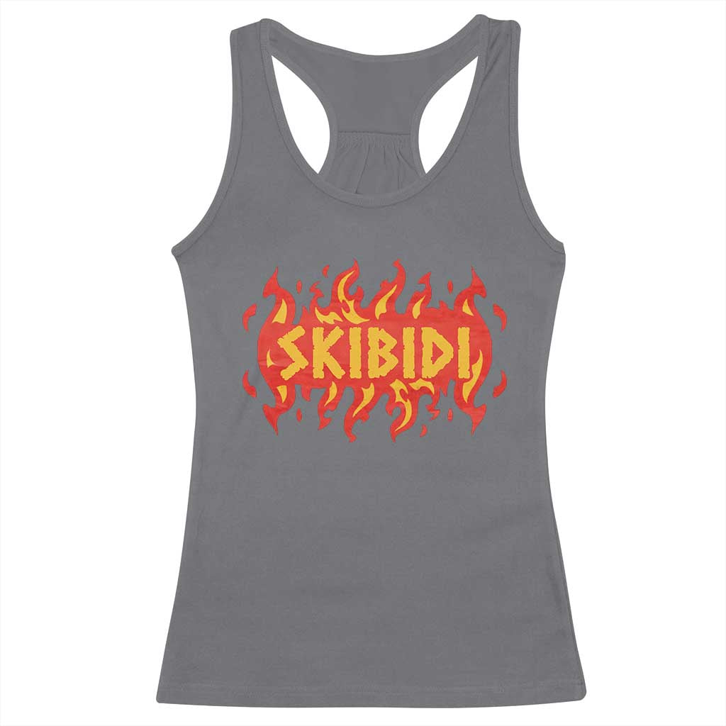 Funny Skibidi Racerback Tank Top TS09 Charcoal Print Your Wear