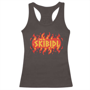 Funny Skibidi Racerback Tank Top TS09 Dark Chocolate Print Your Wear