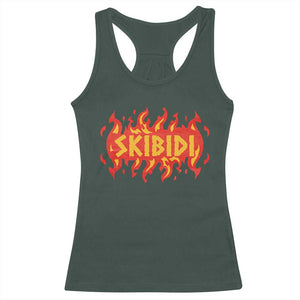 Funny Skibidi Racerback Tank Top TS09 Dark Forest Green Print Your Wear