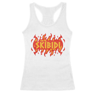 Funny Skibidi Racerback Tank Top TS09 White Print Your Wear