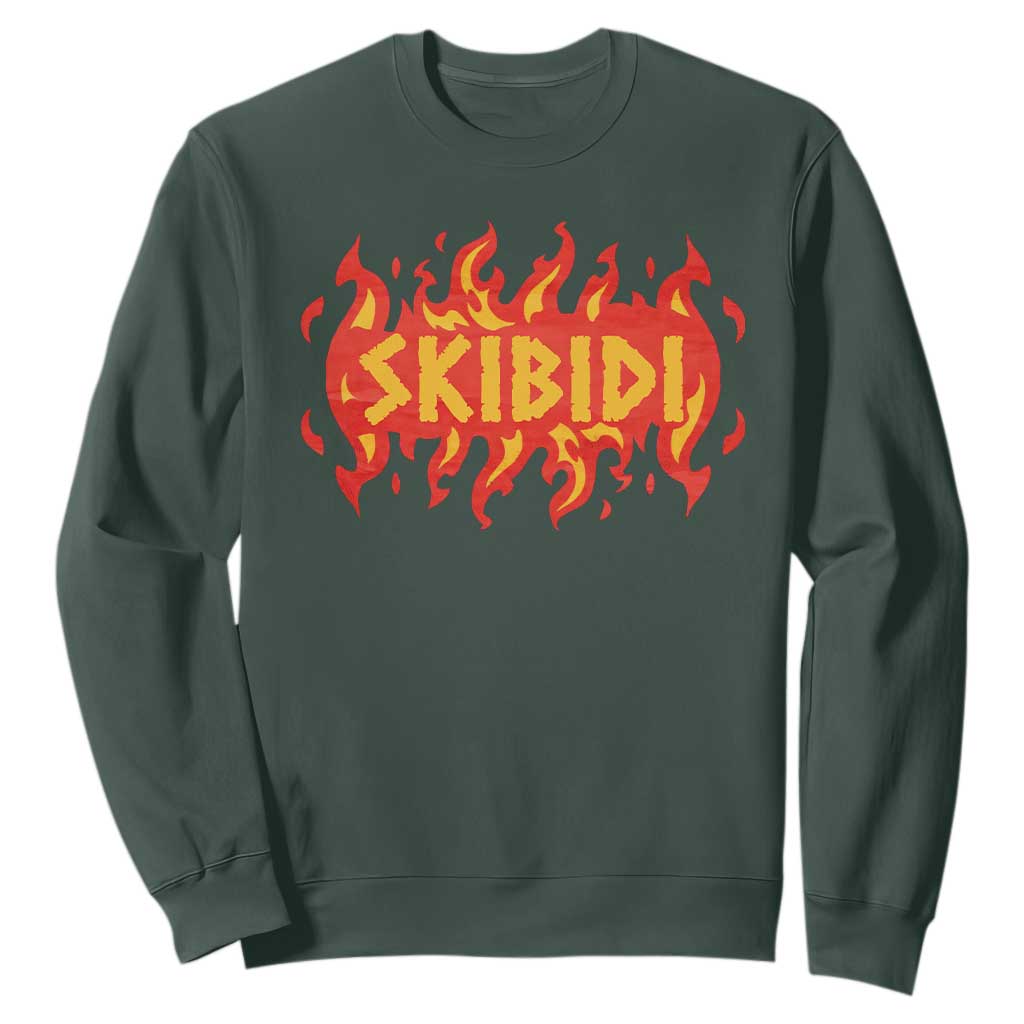 Funny Skibidi Sweatshirt TS09 Dark Forest Green Print Your Wear