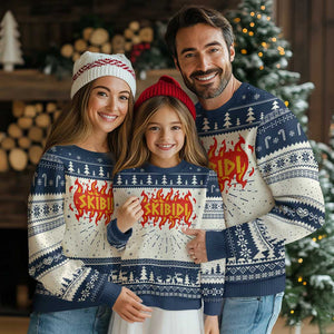 Funny Skibidi Ugly Christmas Sweater TS09 Navy Print Your Wear