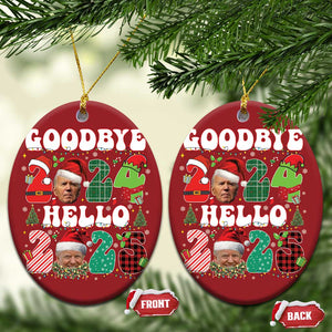 Funny Goodbye 2024 Hello 2025 With Trump Christmas Ornament TS09 Oval Red Print Your Wear