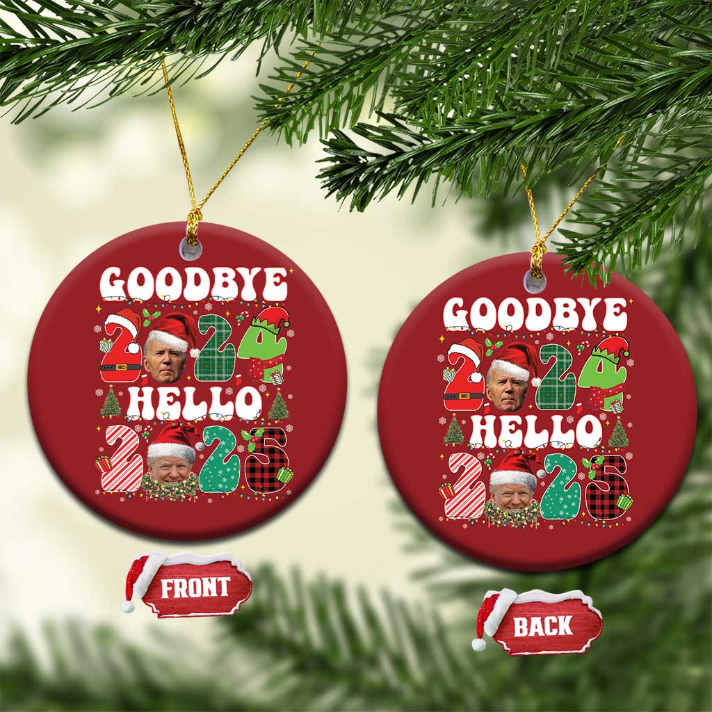 Funny Goodbye 2024 Hello 2025 With Trump Christmas Ornament TS09 Circle Red Print Your Wear