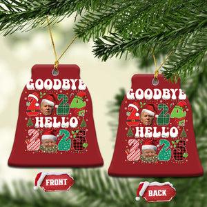 Funny Goodbye 2024 Hello 2025 With Trump Christmas Ornament TS09 Bell Flake Red Print Your Wear