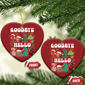 Funny Goodbye 2024 Hello 2025 With Trump Christmas Ornament TS09 Heart Red Print Your Wear