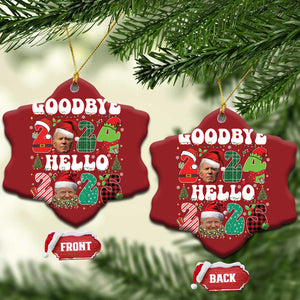 Funny Goodbye 2024 Hello 2025 With Trump Christmas Ornament TS09 Snow Flake Red Print Your Wear