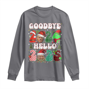 Funny Goodbye 2024 Hello 2025 With Trump Long Sleeve Shirt TS09 Charcoal Print Your Wear