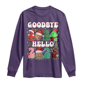 Funny Goodbye 2024 Hello 2025 With Trump Long Sleeve Shirt TS09 Purple Print Your Wear