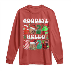 Funny Goodbye 2024 Hello 2025 With Trump Long Sleeve Shirt TS09 Red Print Your Wear