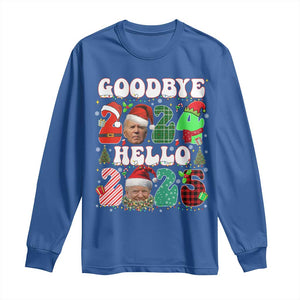 Funny Goodbye 2024 Hello 2025 With Trump Long Sleeve Shirt TS09 Royal Blue Print Your Wear