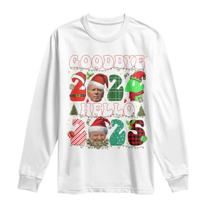 Funny Goodbye 2024 Hello 2025 With Trump Long Sleeve Shirt TS09 White Print Your Wear