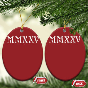 Happy New Year 2025 Christmas Ornament MMXXV Roman Numerals TS09 Oval Red Print Your Wear