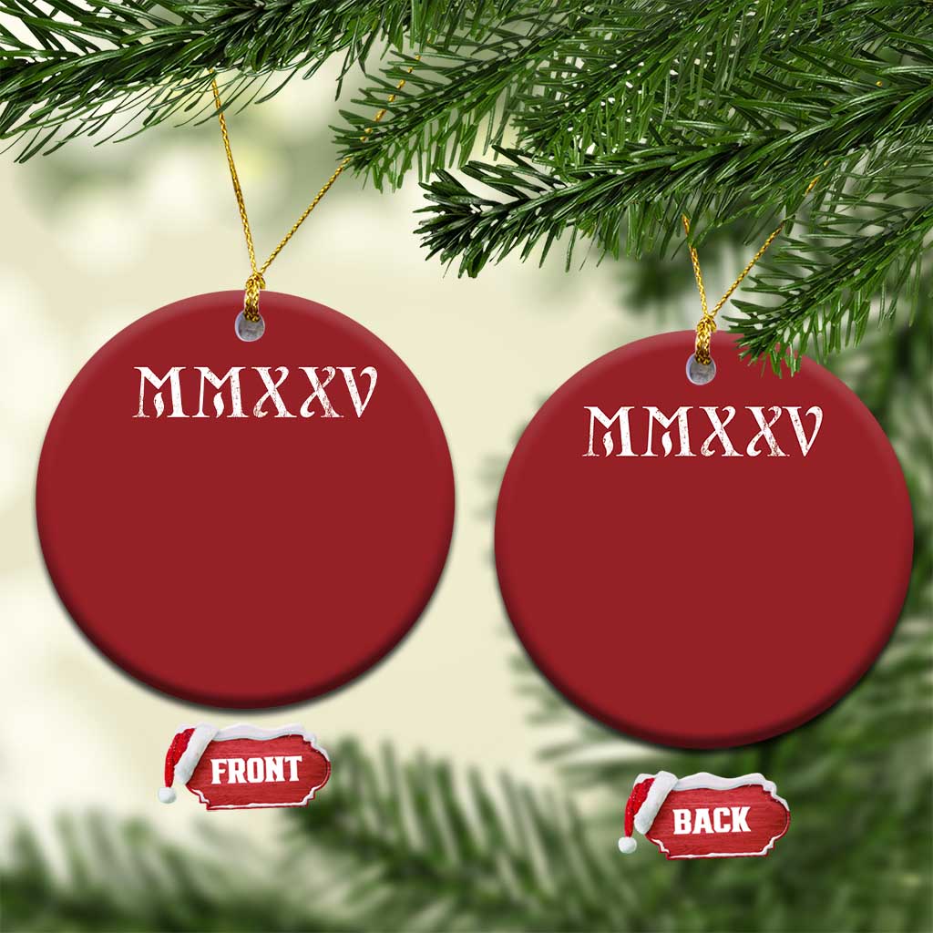 Happy New Year 2025 Christmas Ornament MMXXV Roman Numerals TS09 Circle Red Print Your Wear