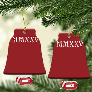 Happy New Year 2025 Christmas Ornament MMXXV Roman Numerals TS09 Bell Flake Red Print Your Wear